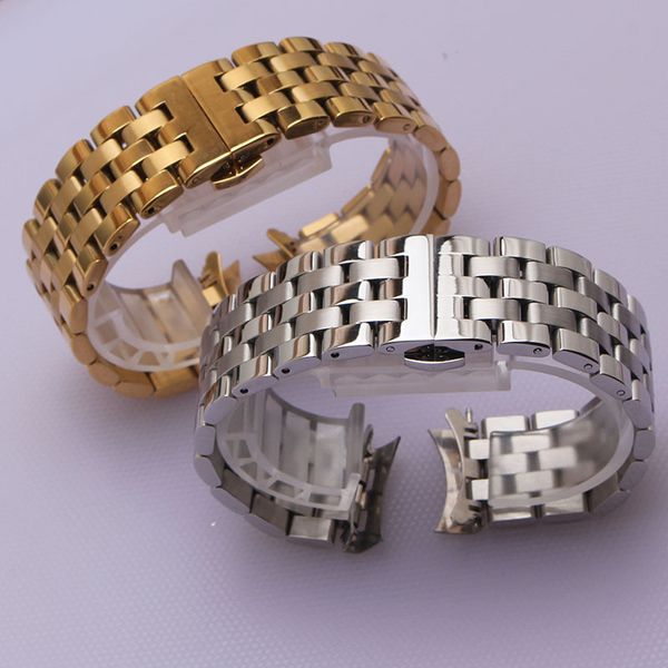 

16mm 18mm 20mm 22mm 24mm silver gold stainless steel watch strap bracelets band for men women wristwatches replace curved ends, Black;brown