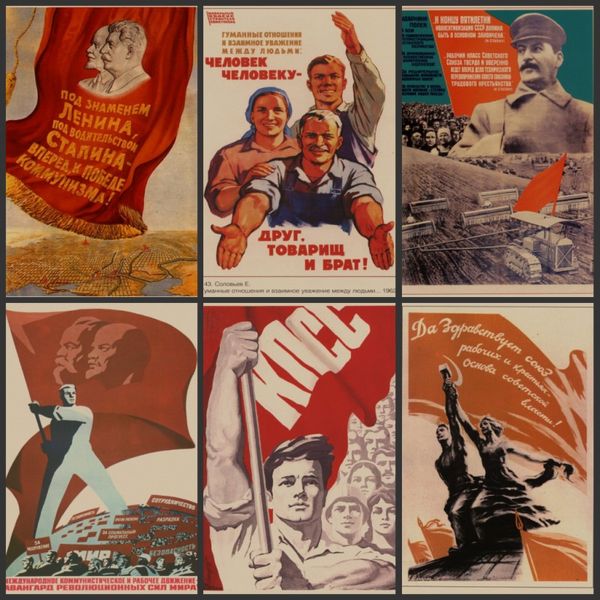 

world war ii leninist political propaganda soviet union ussr cccp poster retro kraft paper wall decorative vintage poster