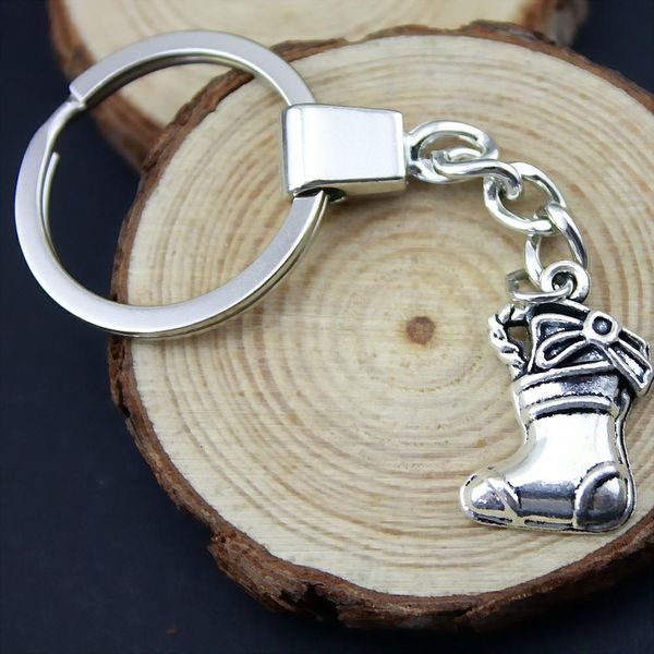 

6 pieces key chain women key rings fashion keychains for men christmas stockings 24x15mm, Slivery;golden