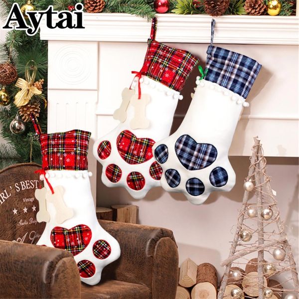 

aytai christmas 2018 stocking for pet dog cat large chirstmas stockings bone gift bag christmas decorations for home