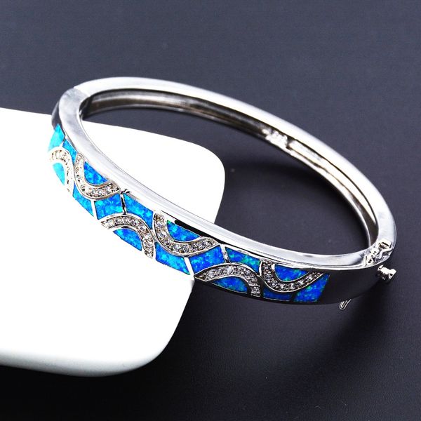 

charming blue fire opal bangle bracelet for christmas, Black