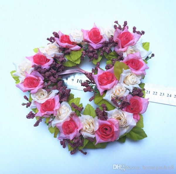 

wedding venue decoration wreath home decoration simulation flower wholesale heart-shaped wreath wedding decoration love artificial flowers