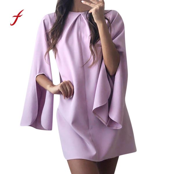 

winter solid mini dress women long sleeve o neck beach party dresses fashion casual women ladies loose mini dress female /pt, Black;gray