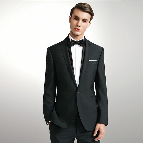 

2018 black fashion men suits custom made wedding suits blazer notched lapel business slim fit formal bridegroom man groom prom 2piece, Black;gray