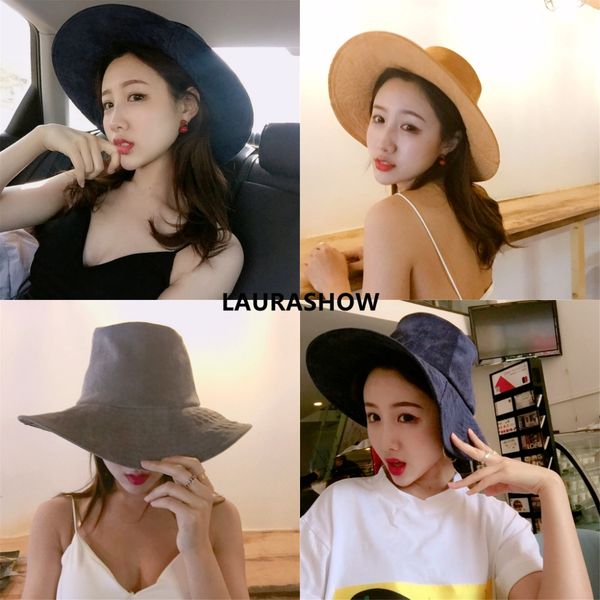 

laurashow solid colors bucket hats for women, Blue;gray