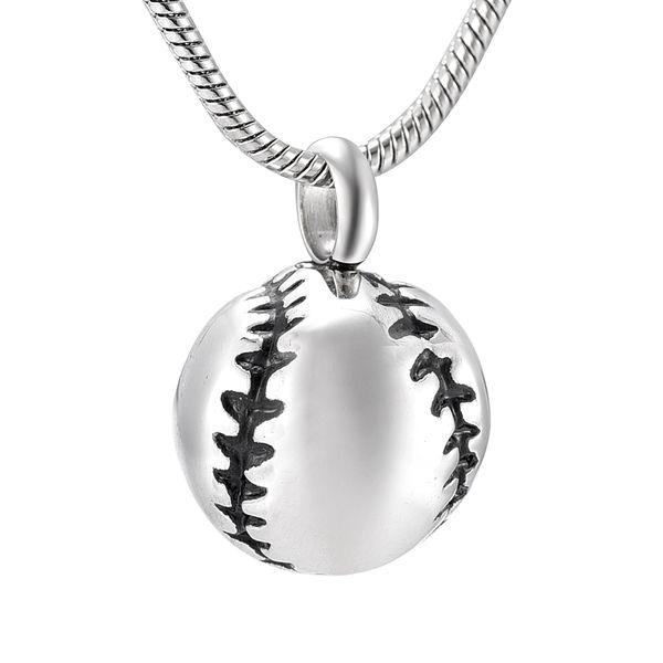 

ijd9908 little baseball stainless steel memorial for cremation ashes keepsake urn pendant necklace for funeral gift jewelry, Silver