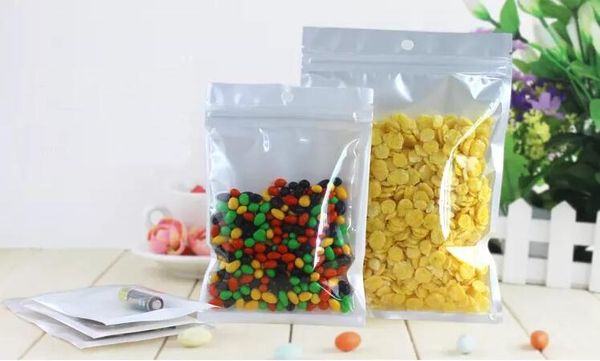 

clear + white pearl plastic poly opp packing zipper zip lock retail packages jewelry food pvc plastic bag many size available