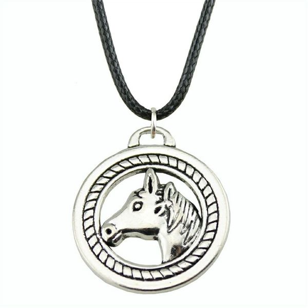 

wysiwyg 5 pieces leather chain necklaces pendants choker collar male necklace fashion double sided horse 25mm n6-b11017, Golden;silver