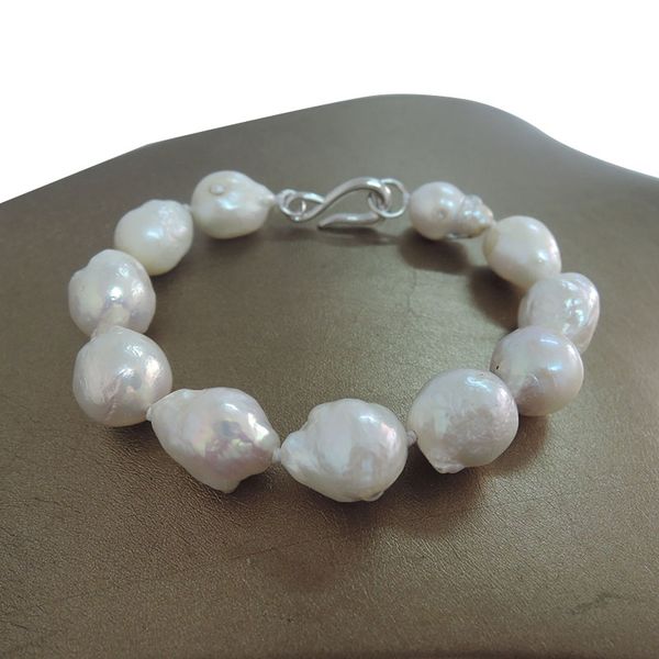 

100% fresh-water pearl bracelet with big baroque shape-diameter 11-14 mm and length 16-20 mm, Black