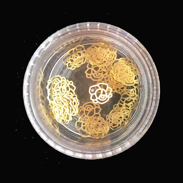 

50pcs/box gold flowers nail art decorations 3d kawaii studs charms decor bling supplies metal accessories diy ultrathin manicure, Silver;gold