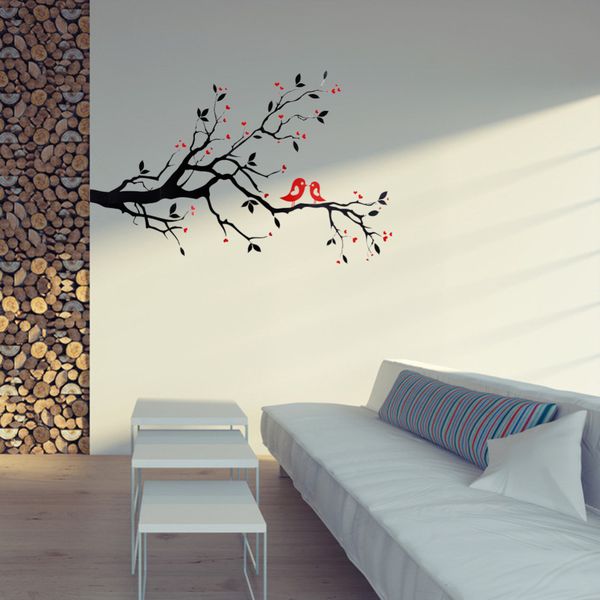 

art mural wall sticker home office bedroom decor vinyl wall stickers decal love heart tree bird design stickers
