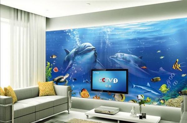 Wandtapete der Unterwasserweltfernsehhintergrundwand 3d für Wohnzimmer