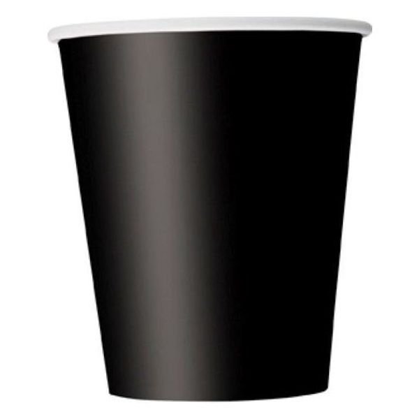 

boutique doda 20 paper cups (9oz) - plain solid colours birthday party tableware catering(black