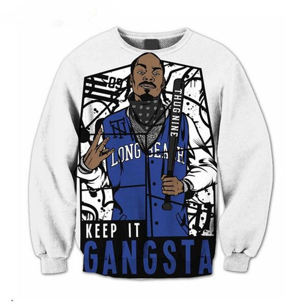 

new fashion cool sweatshirt hoodies men women 3d print gangsta snoop dogg style streetwear sleeve clothing b61, Black