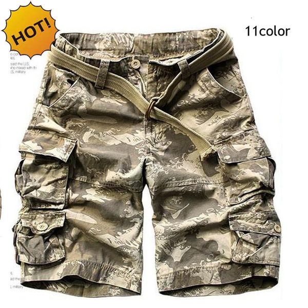 

2018 summer bermuda masculina men camouflage cargo multi pocket beach loose casual short homme plus size xxxl, White;black