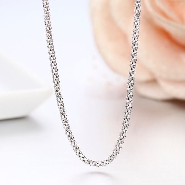 

windshow 14"-32" 925 sterling silver popcorn chain short choker necklace women girls jewelry colar collier collares mujer kolye