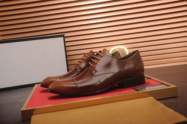 

orignal box] luxury new mens oxfords dress lace up casual walking leisure real leather wedding breathe shoes size 38-44, Black