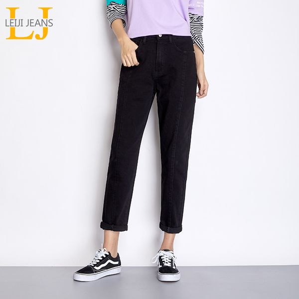 

new autumn casual black jeans pleated high waist full length plus size l-6xl loose harem jeans for women denim 7336, Blue