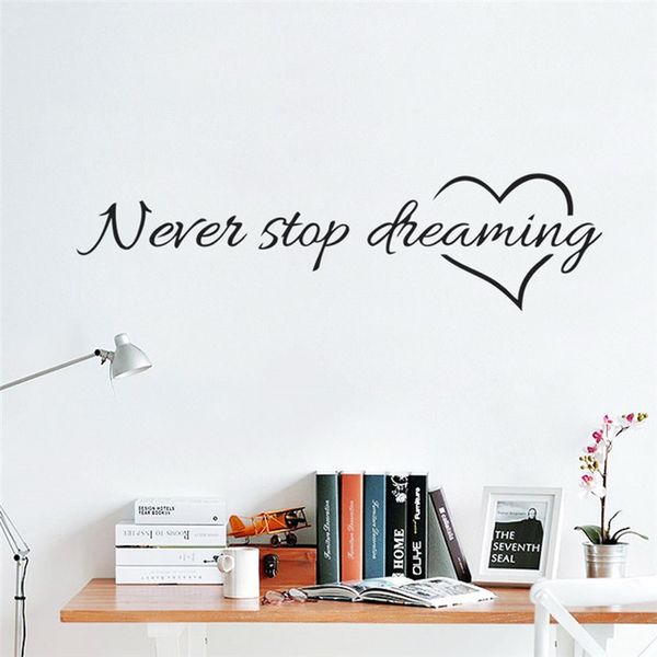 Inspiration Quote Words Never Stop Dreaming Love Heart Home Bedroom Decor Wall Sticker Friend Student Gifts School Office Mural Ami 117 Decal Wall
