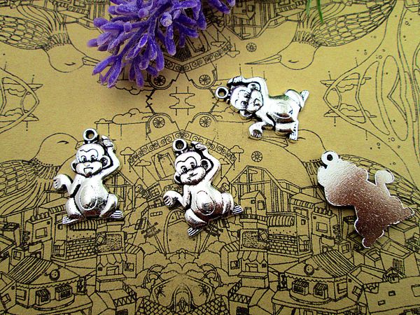 

27pcs fashion simple antique silver tone monkey charms pendants, Bronze;silver