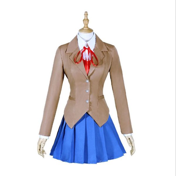 

doki doki literature club monika cosplay sayori yuri natsuki cosplay costume school uniform girl women costume game cos, Black