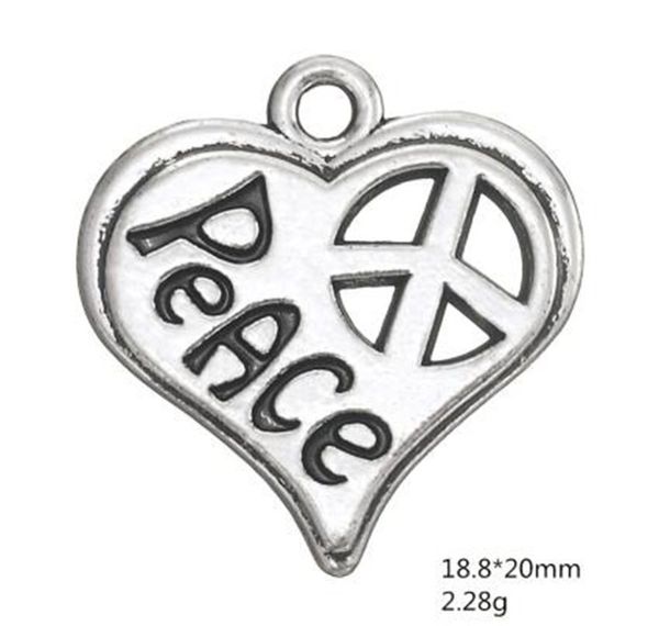 

alloy engraved peace symbol on heart charm other customized jewelry, Bronze;silver