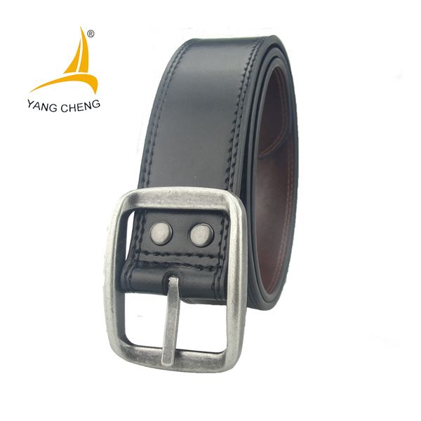

cnyangcheng]waist corset 2018 metal wide 3.9cm belt strap stiching two lines black brown belt pu men casual simple