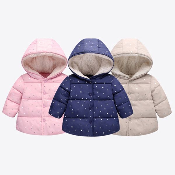 

2018 baby boy girl clothes toddler autumn winter hooded coat cloak jacket thick warm fashion star clothes drop shipping aug29, Blue;gray