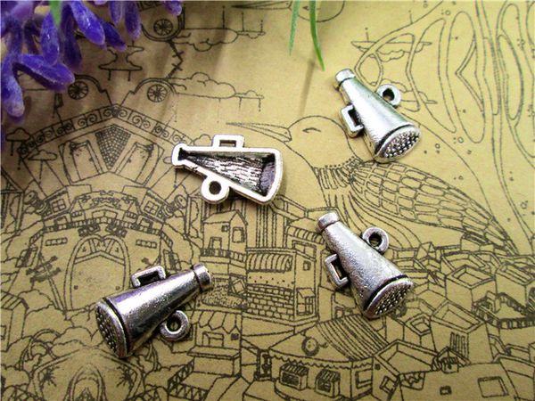 

90pcs--cheerleader megaphone charms, antique silver megaphone charm pendants 16x10mm, Bronze;silver