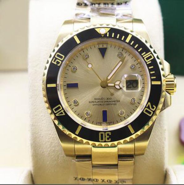 

luxury watch black bezel ceramic 18k gold stainless steel diamond watch mens 40mm mechanical men watches quality, Slivery;brown