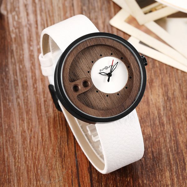 

men bamboo watch mens walnut wood wristwatch original male smooth leather strap vintage wooden watches clock reloj de madera, Slivery;brown