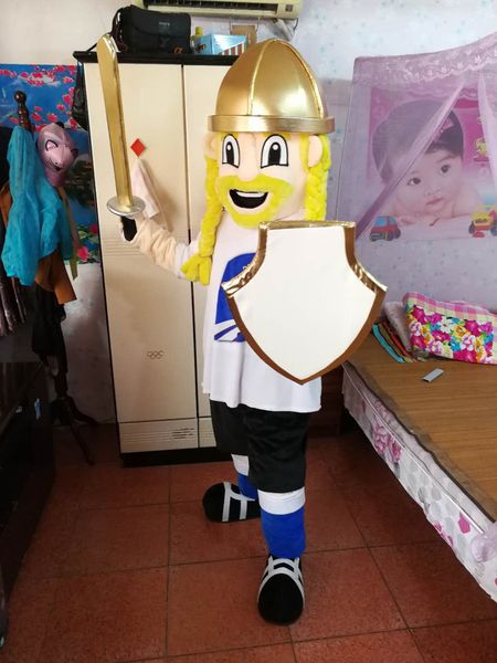 

real pictures deluxe warrior knight cavalier paladin mascot costume size ing, Red;yellow