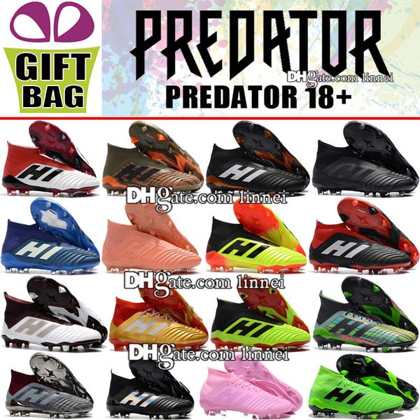 

Новый 2018 Мужская высокая лодыжки футбольные бутсы Predator 18 FG Laceless футбольные бутсы