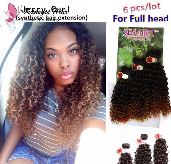 14 18inch For Full Head Jerry Curly Wavy Hair Bundles Sew In Synthetic Braiding Hair Extensions Wholesale Ombre Hair Remi Hair Weave Remy Curly Hair
