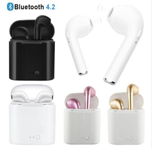 

bluetooth headphones i7 i7s tws twins earbuds mini wireless earphones headset with mic stereo v4.2 for phone android with retail package
