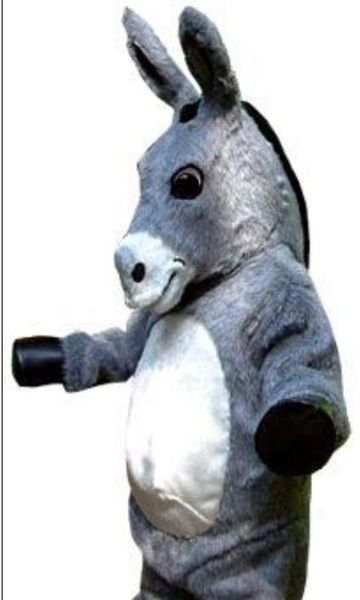 

custom grey donkey mascot costume ing, Red;yellow