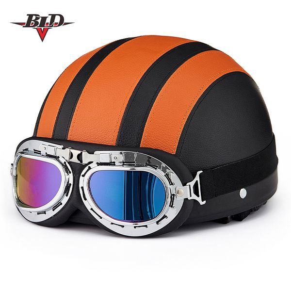 

brand new vintage motorcycle helmet open face retro half helmets moto motocicleta capacete casco casque with goggles