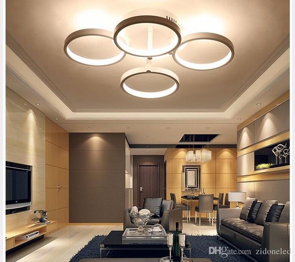 

circle rings modern led ceiling lights for living room bedroom remote control ceiling lamp fixtures ac85-265v