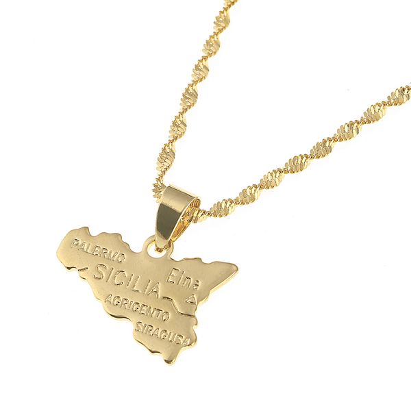 

sicilia map necklace italy map necklace map of sicilia necklace pendants italian jewelry, Silver