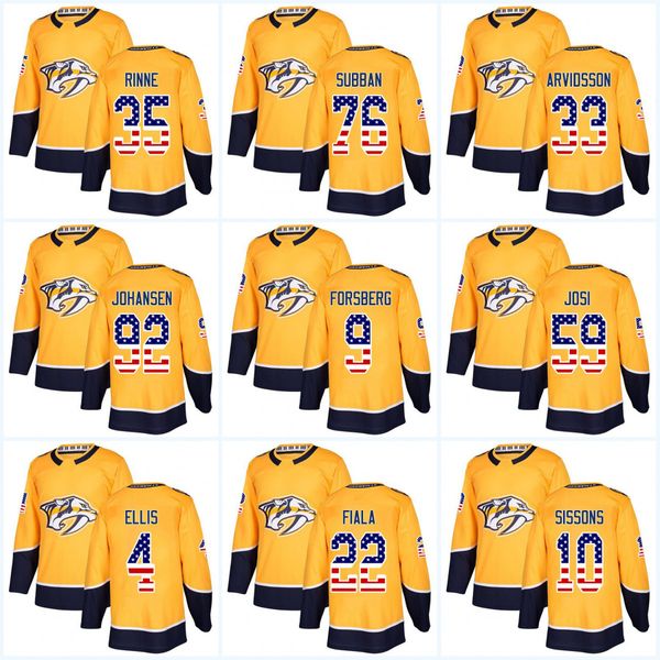 

Womens USA Flag Stitched Nashville Predators 59 Roman Josi 9 Filip Forsberg 76 P.K. Subban 92 Ryan Johansen Pekka Rinne Hockey jersey