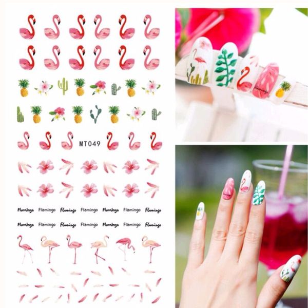 

1 sheet flamingo 3d nail art transfer stickers for nail design pineapple decal accessories manicure cactus 3d sticker, Black