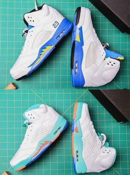 

5 jsp laney 5 gs light aqua wholesale black metallic 5s metallic black og gold basketball shoes men women size with box