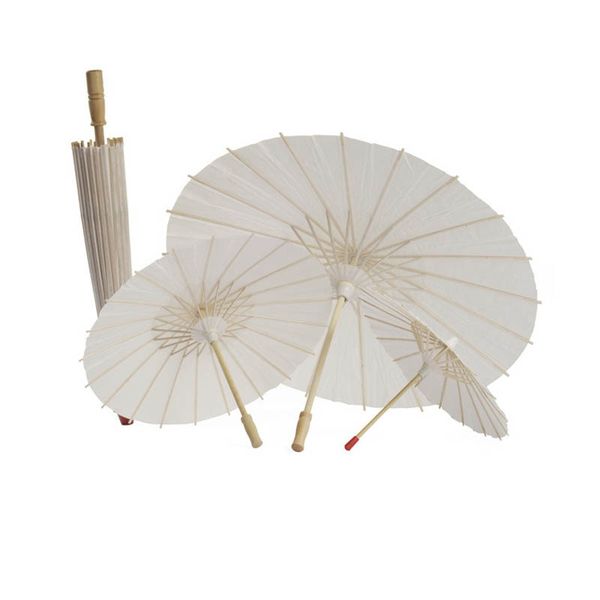 23.6 polegada Handmade Diâmetro 60 cm Branco Simples Cor Chinês Pequeno Oilpaper Guarda-chuva Guarda-Sol Decoração Do Casamento QW7504