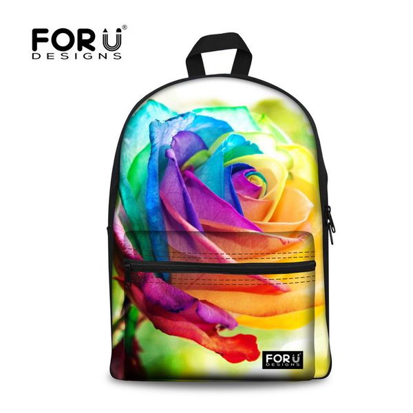 

forudesigns 3d flower print kids school bags for girls teenage floral student schoolbag casual canvas children book bag mochila y18110107