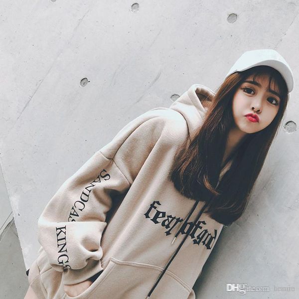 2020 Fashion Harajuku Style Letter Printed Hooded Tops Women