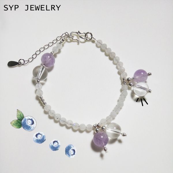 

natural moonstone bracelet bangle quartz for women men party gift natural fashion beads jewelry, Golden;silver