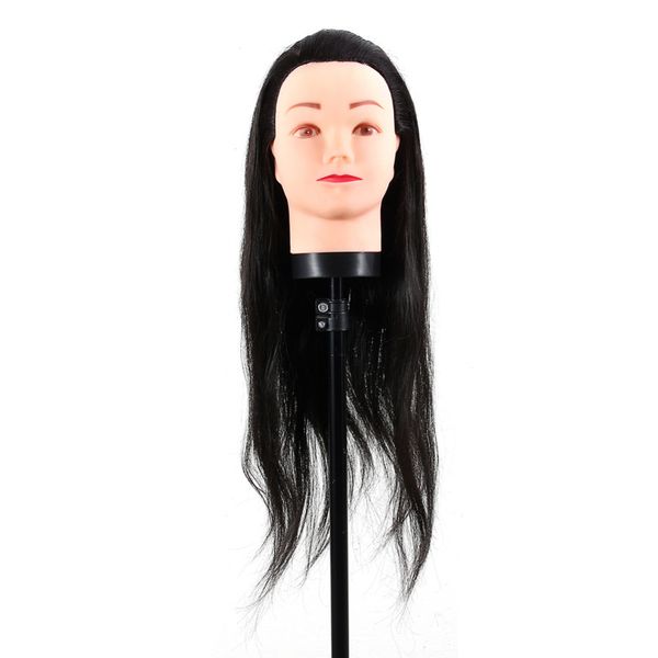 

new faux hair hairdressing dummy head practice training mannequin head hairdressing mannequin doll with clamp black, Brown