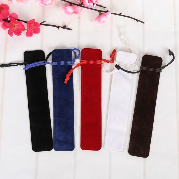 Spedizione gratuita da DHL Velvet Pen Pouch Holder Single Pencil Bag Pen Case Rope Locking Gift Bag lin4415