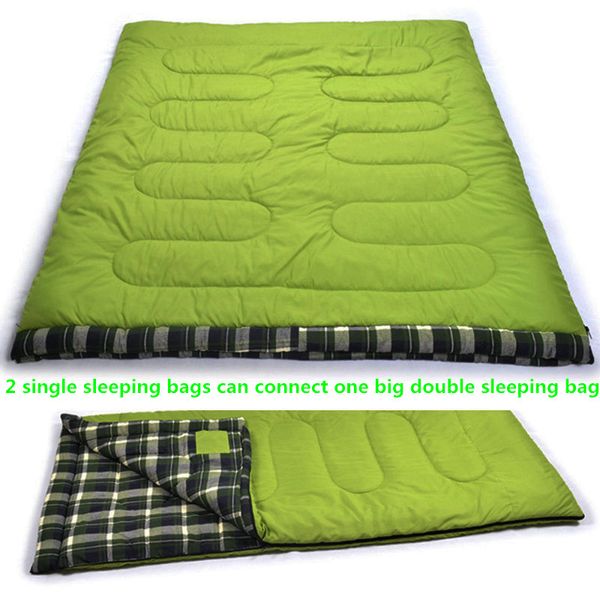 

sleeping bag winter cotton outdoor camping double sleeping bag envelope type for camping hiking 1-2 person flannel warm
