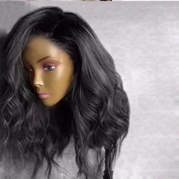 

mhazel боковая часть, чтобы свободные вьющиеся черный 1b#ombre темно-серый синтетический бесклеевой передний парик 14 дюймов жаропрочных вол, Black